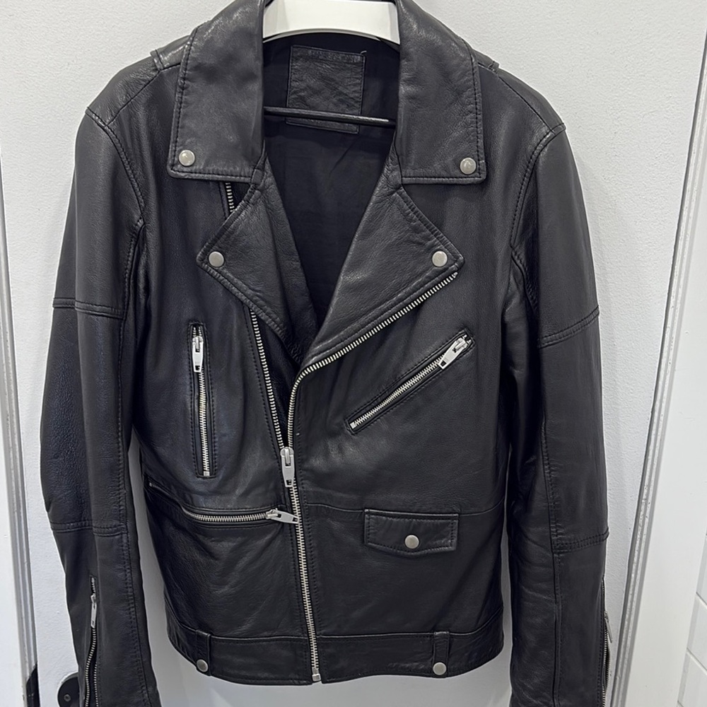 Men's Black Leather Moto Jacket - Classic Biker Style